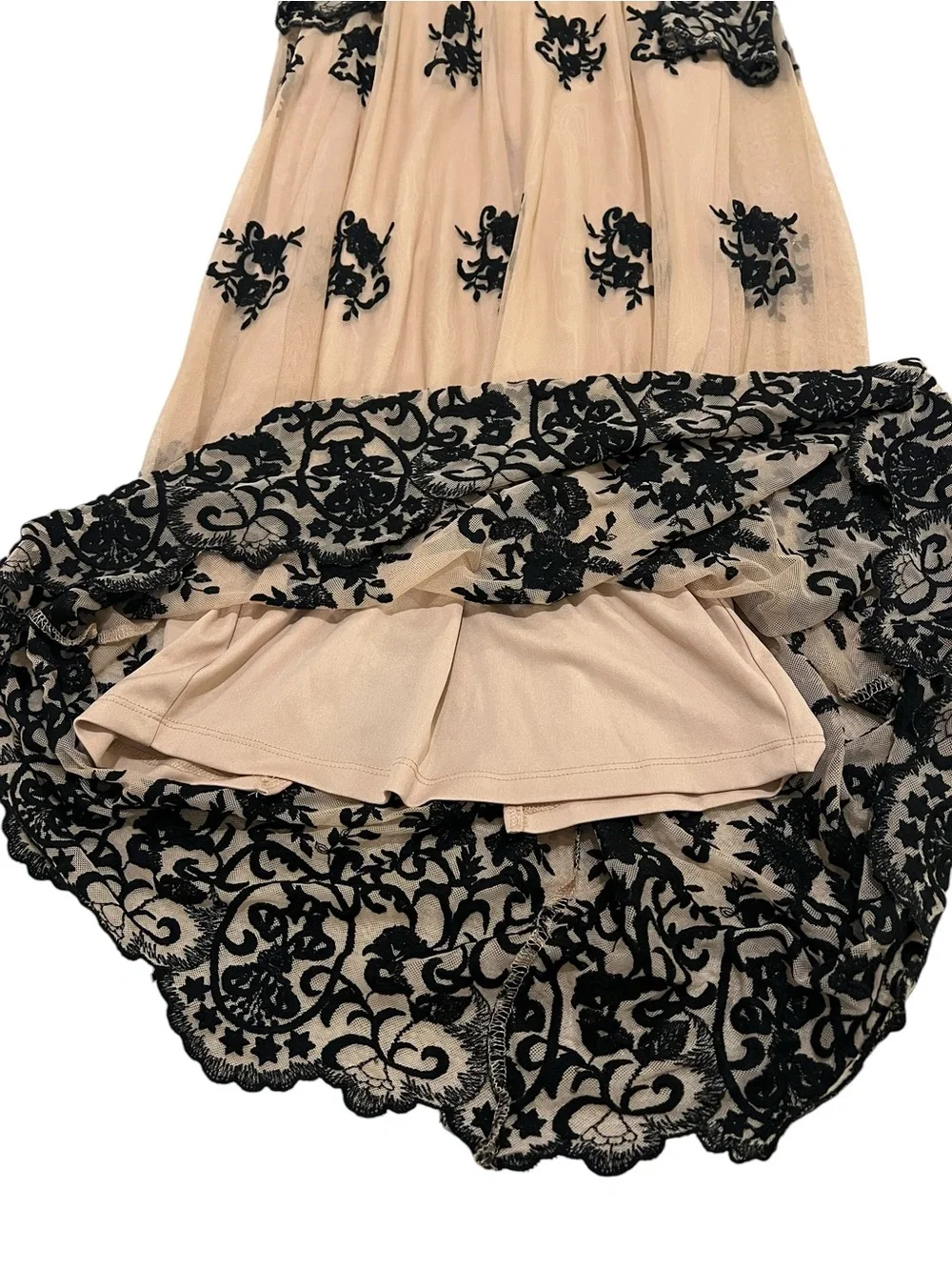 Forever 21 Beige & Black Sheer Embroidered Western Whimsigoth Boho Maxi Dress-S - Picture 6 of 7